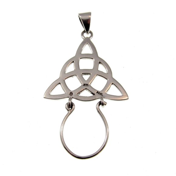 Solid 925 Sterling Silver Celtic Trinity Knot Triquetra Charm Holder Pendant - Picture 6 of 6